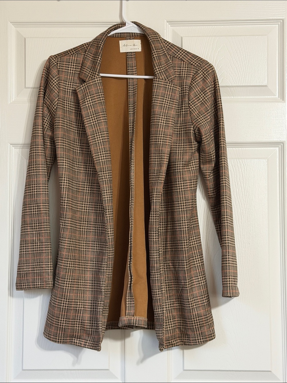 Active USA Brown Plaid Open-Front Blazer Jacket